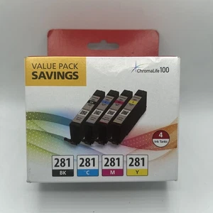 Neu versiegelt Canon CLI-281 Schwarz, Cyan, Magenta & Gelb 4 Tintenpatronen - Bild 1 von 4