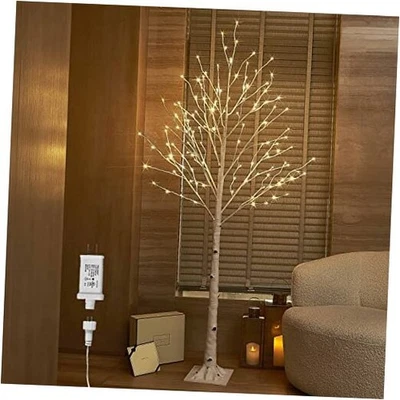 Lighted White Birch Tree 6FT, Twig Tree with Lights Plug in for 6FT-Birch Tree - Image 1 of 4