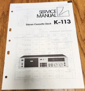 Luxman K-113 Cassette Deck Manual de Servicio - Original - Imagen 1 de 1