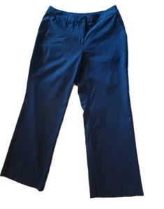 ST JOHN-CAVIAR-Navy Wide Leg Mid Rise Zip Pants Pockets Classic 27" Inseam Sz 4 - Picture 1 of 14