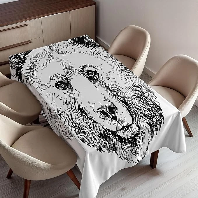 Ambesonne Animal Tablecloth, Grizzly Bear Rectangular Table Cover, 60"x84" - Image 1 of 4