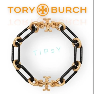 Hermosa pulsera Tory Burch Roxanne esmalte dorado y negro Foto 1 de 4