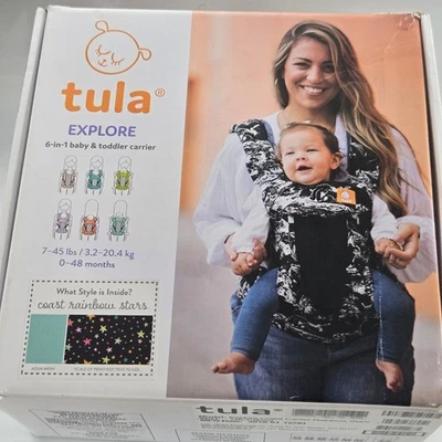 Tula Explore Coast Rainbow Stars Baby Toddler 6-in-1 Carrier Aqua Mesh - Image 1 of 4