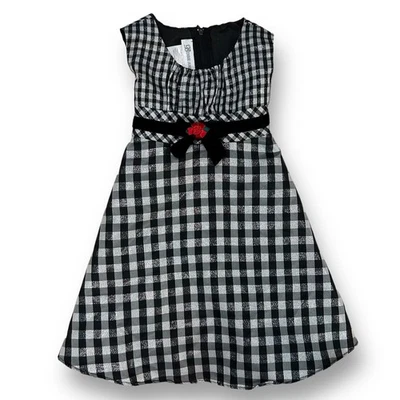 Vestido de vacaciones Bonnie Jean para niñas talla 2T negro a cuadros brillante sin mangas Foto 1 de 2