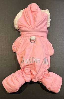Dog One Piece Coat - "Ruffin' It" Snowsuit Harness Pink - Small (S) - Image 1 of 4
