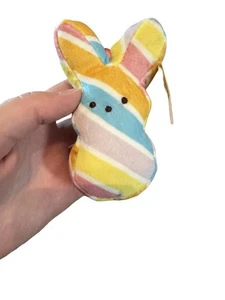 Peeps Multicolored Stripe Plush Rabbit Backpack Clip NWT - Picture 1 of 3