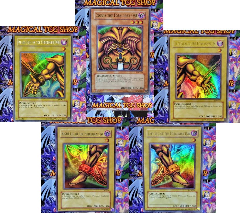 Yugioh Exodia Original Print 5 Card Complete Set Ultra Rare LOB-120 - LOB-124 - Image 1 of 4