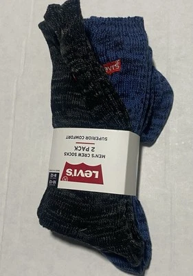 Calcetines Levi's 2 Pares, Pack Negro y Azul, Zapato Confort Superior Talla 8-12 Nuevo Foto 1 de 4