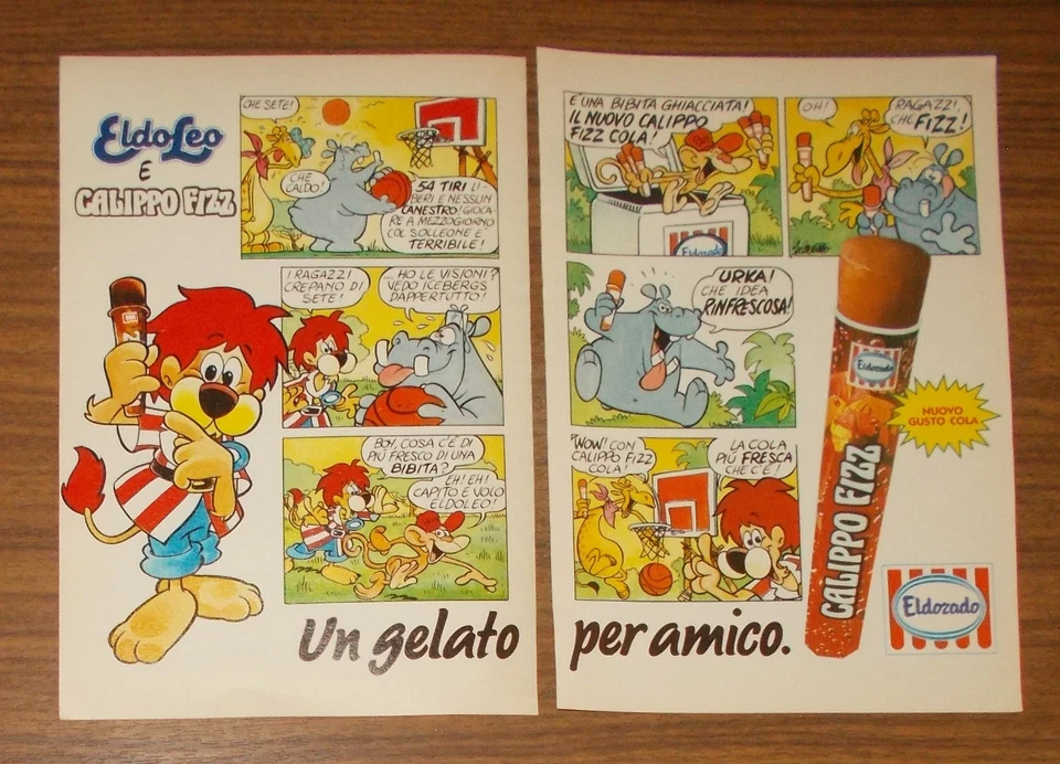 Seltene Werbung LANGNESE Eldorado CALIPPO FIZZ Eis EldoLeo Comic Löwe 1992 - Bild 1 von 1