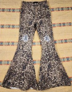 L&B Lucky & Blessed Schlaghose Glockenunterteil Leopardenmuster Tiermotiv Größe 8 Damen - Bild 1 von 12