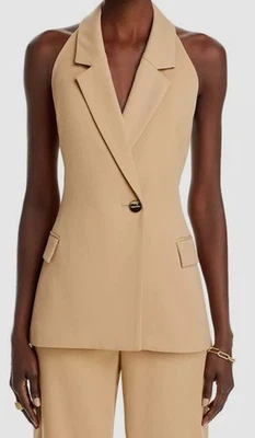 Chaleco halter beige para mujer Sergio Hudson talla 10 Foto 1 de 4