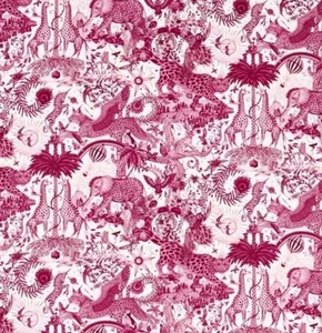 CLARKE & CLARKE CURTAIN FABRIC  EMMA SHIPLEY "PARADISE LOST" 3.4 METRES BERRY - Picture 1 of 6