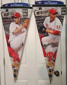 PHILADELPHIA PHILLIES ROY HALLADAY & CLIFF LEE ROLL UP FELT PENNANTS NEW - Picture 1 of 16