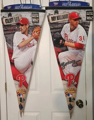 PHILADELPHIA PHILLIES ROY HALLADAY & CLIFF LEE ROLL UP FELT PENNANTS NEW - Image 1 of 4