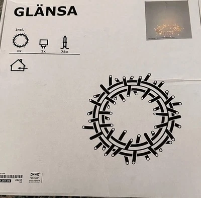 IKEA Glansa Ceiling Hanging Wall Wreath Christmas Light 40cm 804.267.66 - Image 1 of 4