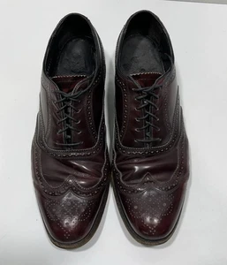 The Florsheim Schuh gebraucht burgunderrot Imperial Shell Herren Größe 9 1/2D 616560 Flügelspitze - Bild 1 von 18