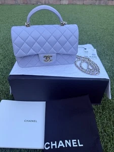 NWT Chanel 21K Light Purple Lambskin Lilac Mini Top Handle LGHW - Picture 1 of 23