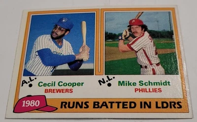 1981 Topps #3 Cecil Cooper/Mike Schmidt Milwaukee Brewers/Philadelphia Phillies - Image 1 of 2