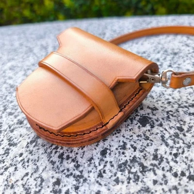 Estuche de reloj de bolsillo de cuero hecho a mano 40-55 mm soporte para cinturón regalo de lujo Foto 1 de 3