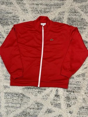 Chaqueta polar con cremallera cuello alto marca Lacoste Heritage para niños talla 10 roja Foto 1 de 4