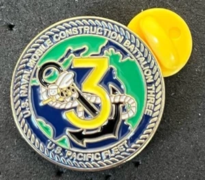 NMCB 3 LAPEL PIN ~ 24 MM - Rubber Clutch  - Picture 1 of 1