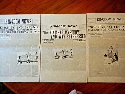 LOT PRICE - 1918 KINGDOM NEWS #1, 2 & 3 12X18 inch Watchtower IBSA NICE!