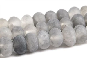 6x4MM Natural Matte Gray Crystal Quartz Grade A Rondelle Loose Beads 15" - Picture 1 of 4