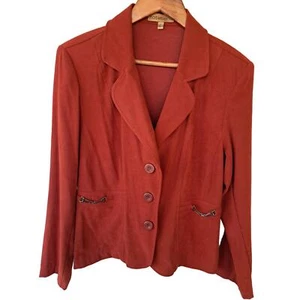 VTG Notations Burnt Orange Blazer Jacket Womens Large Foe Suade Bohemian Lined - Picture 1 of 8