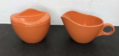 Vintage MCM Windsor Melmac Melamine Sugar Creamer Orange 411-2~ 414-2 • READ - Image 1 of 4