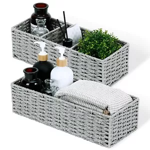 Top Of Toilet Organizer Handwoven Toilet Basket Tank Topper Small Storage Basket - Picture 1 of 7