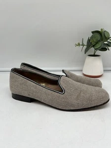 Stubbs & Wootton flacher Damen-Loafer Schuh 7 beige marineblauer Besatz - Bild 1 von 14