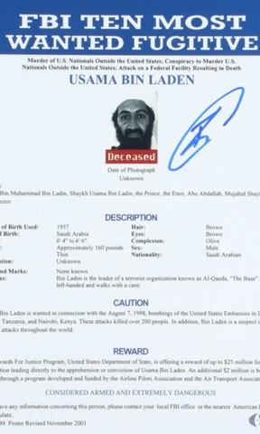 U.S. Navy SEAL Robert O’Neill Signed Osama Bin Laden FBI Poster PSA 12x18 Cover