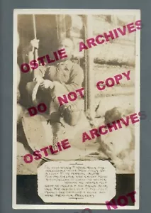 RPPC c1910 MINER Posing Mining WEARING BEAR FEET Hunting KILLED FOR SHOES - Foto 1 di 2