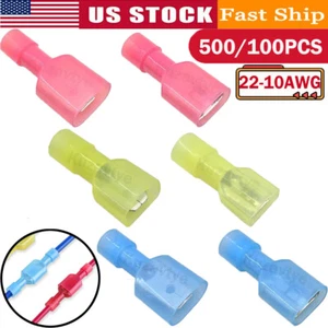 500/100PCS Nylon Spade Quick Disconnect Connectors Electrical Insulated Terminal - Picture 1 of 32