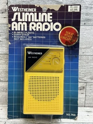 Vintage (1989) Westheimer Slimline AM Band Solid State Pocket Radio - NOS - NIP - Image 1 of 4