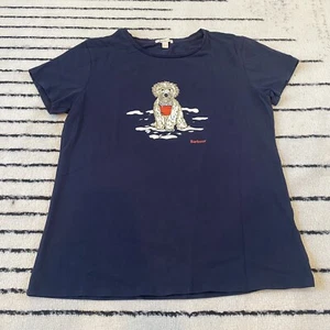 BARBOUR Ladies Beach Shells Dog Doodle Tee Short Sleeved T-Shirt Top Size US 10 - Picture 1 of 7