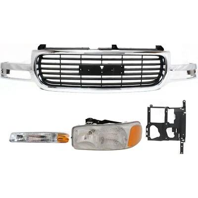 Grille Assembly Headlight Kit For 2000-2006 GMC Yukon Chrome Shell Black Insert - Image 1 of 4