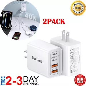 40W USB C Charger Cube,2-Pack Wall Plug Fast Charging Block, 4-Port PD+QC Power - Picture 1 of 8
