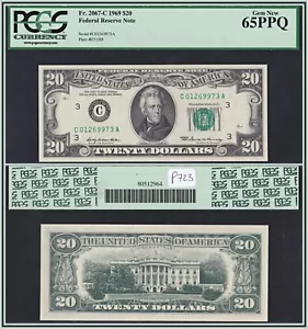 1969 Philadelphia $20 Federal Reserve Note PCGS 65 PPQ Gem Uncirculated FRN - Picture 1 of 7
