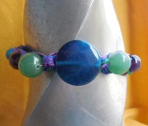 Agate Adjustable Hemp Cuff Bracelet / Anklet Aventurine Amethyst Gemstone Beads - Picture 1 of 7