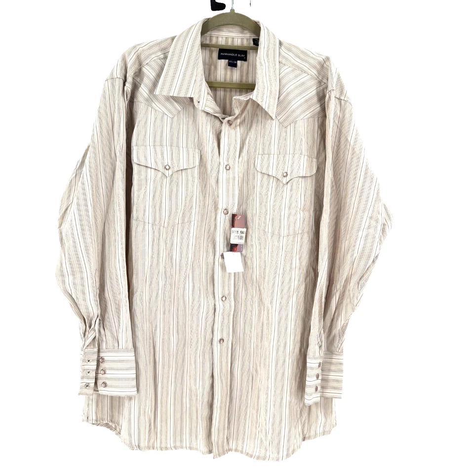 Panhandle Slim Western Pearl Snap Shirt Mens XXL Striped Landman Yellowstone New - Image 1 of 4