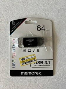 Memorex 64GB USB-3.1 4K Ultra HD USB Flash Drive Black - Afbeelding 1 van 1