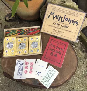 Antique Mahjongg card game set Parker Brothers boxed 1923 American 146 cards - Picture 1 of 11