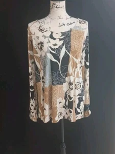 Susan Graver Floral Knit Top Blouse Size L z85 - Picture 1 of 13