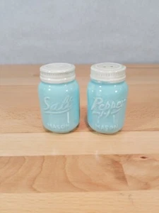 Tarro de albañil de cerámica azul diseño salero y pimentero cocina rural casa de campo - Imagen 1 de 6