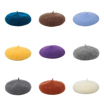 Women Warm French Style Lightweight Casual Classic Beanie Solid Color Wool Beret - Image 1 of 4