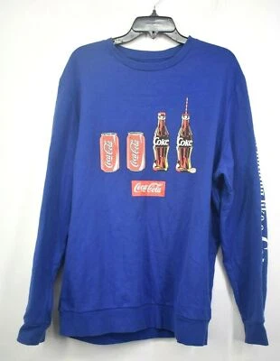 Sudadera Pullover Manga Larga Estampado Gráfico Cuello Redondo Azul Coca Cola Para Hombres XL Foto 1 de 4