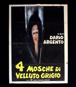 4 GRAUE SAMTFLIEGEN Poster Plakat Dario Silber Brandon Spencer Turin - Bild 1 von 1