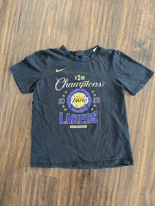 Size 10 12 L NBA Finals 2020 LA Lakers Los Angeles Black Boy Shirt Tshirt - Picture 1 of 4