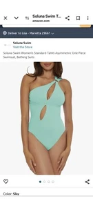 Soluna Womens Large Aqua One Piece Tahiti Assymetrical Swimsuit NWT - Picture 1 of 13